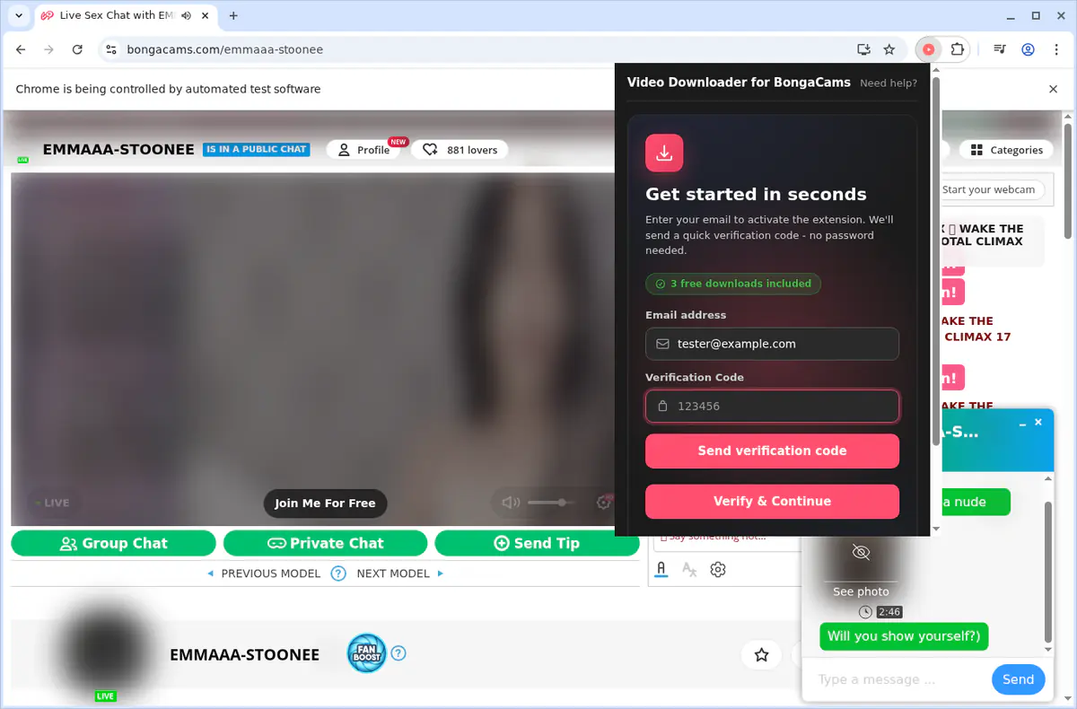 Bongacams Video Downloader browser extension screenshot 6